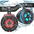 Pyle 2-Way Dual Waterproof Off-Road Speakers - 4" 800W Marine Grade Wakeboard Tower Speakers System w/RGB Lights & Remote, Full Range Outdoor Audio Stereo Speaker for ATV/UTV, Jeep, Boat PLUTV44BTR