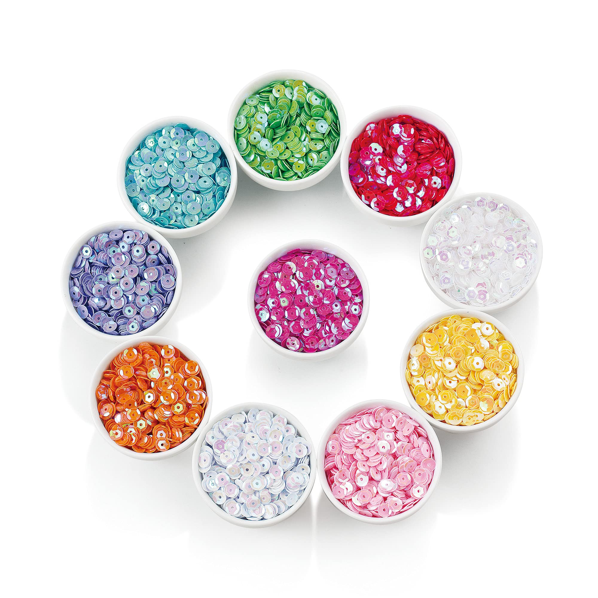 6mm Loose Cup Sequins 12000pcs Rainbow Sequin Bulk Iridescent Spangles with Holes Round Embroidery Sequins for Home DIY Arts Crafts (10 Colors)