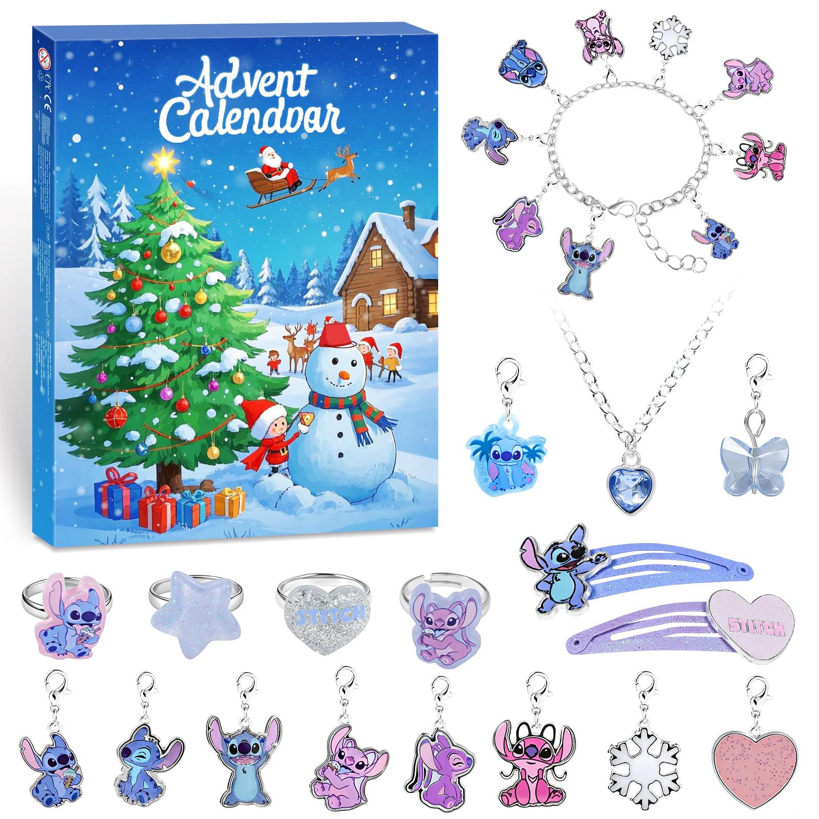 Photo 1 of Myouth Advent Calendar 2025 for Kids Christmas 24 Days Countdown Calendar with Bracelet, Necklace, Hair Accessories and Unique Cartoon Charm Christmas Holiday Ornament Gift