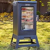 EAST OAK 30" Outdoor Electric Smoker with Built-in Meat Probe &amp; Mobility Stand, Side Chip Loader for up to 6x Longer Uninterrupted Smoke and 725 sq in Cooking Area, Night Blue