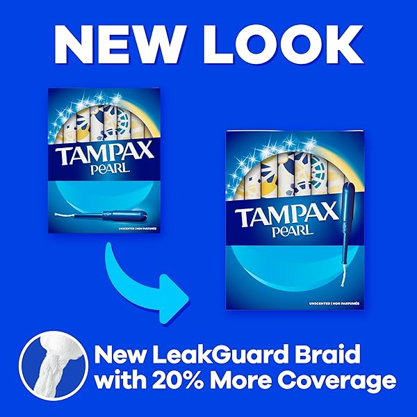 TAMPAX PEARL TAMPONS ULTRA ABSORBENCY WITH LEAKGUARD BRAID, UNSCENTED, 32COUNT