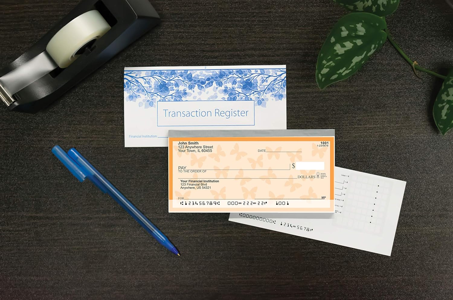 Butterfly Top Tear Value Priced Personal Checks (1 Box of Duplicates, Qty. 100) : Office Products