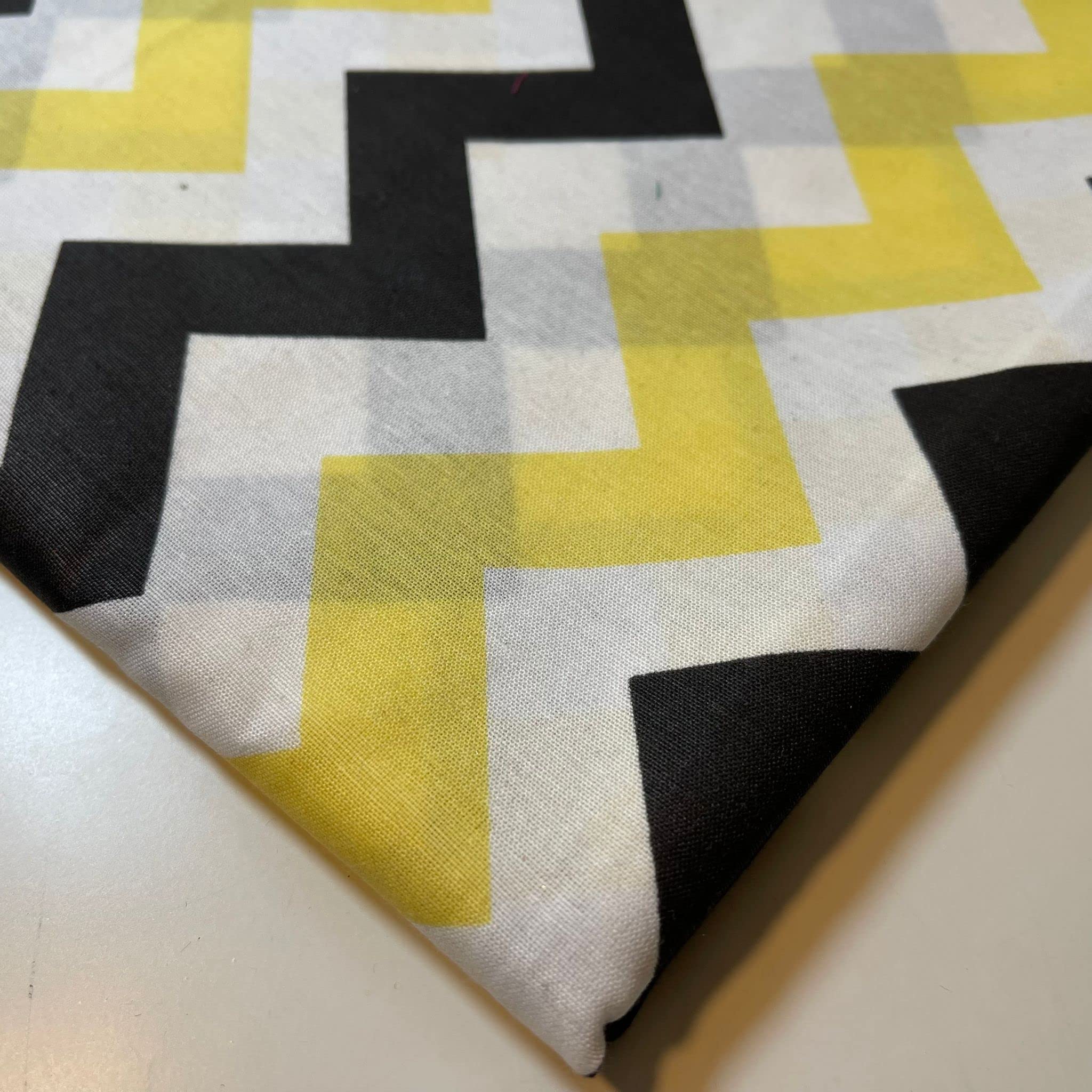 TS Fabric by The Metre UK - 95 Inches / 240 cm Wide - Polycotton Fabric Print - Available in 10 Prints and Sizes (1 Meter, Yellow Chevron Print)