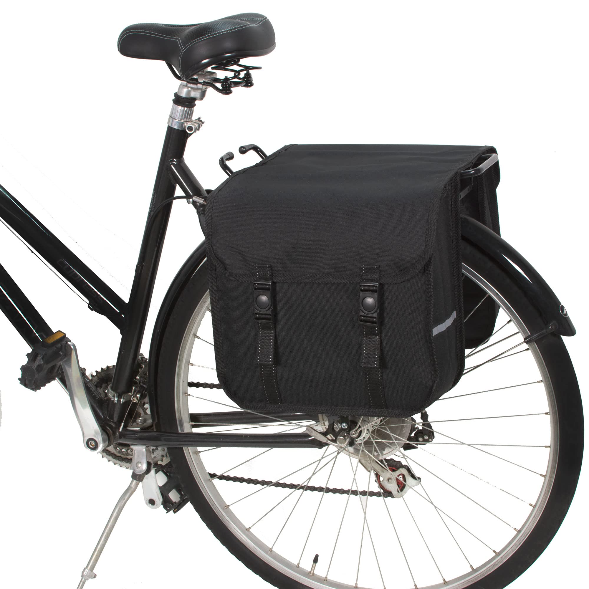 BikyBag Classic - Double Bicycle Panniers - 26L Water-Resistant Bike Pannier Bag for Rear Rack | Commuter & Shopping Cycling Bag (Black)