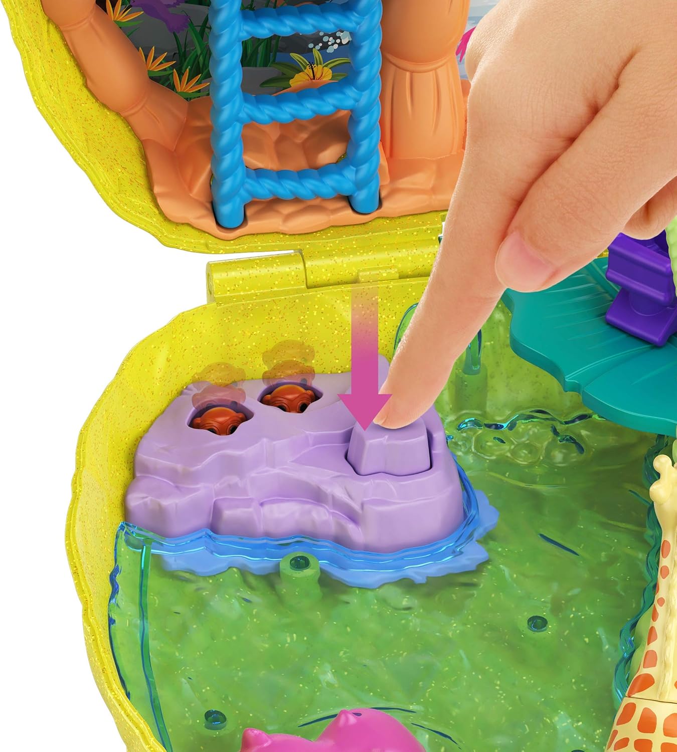 Polly Pocket Polly & Lila Tropicool Pineapple Wearable Purse Compact, Multi: Toys & Games