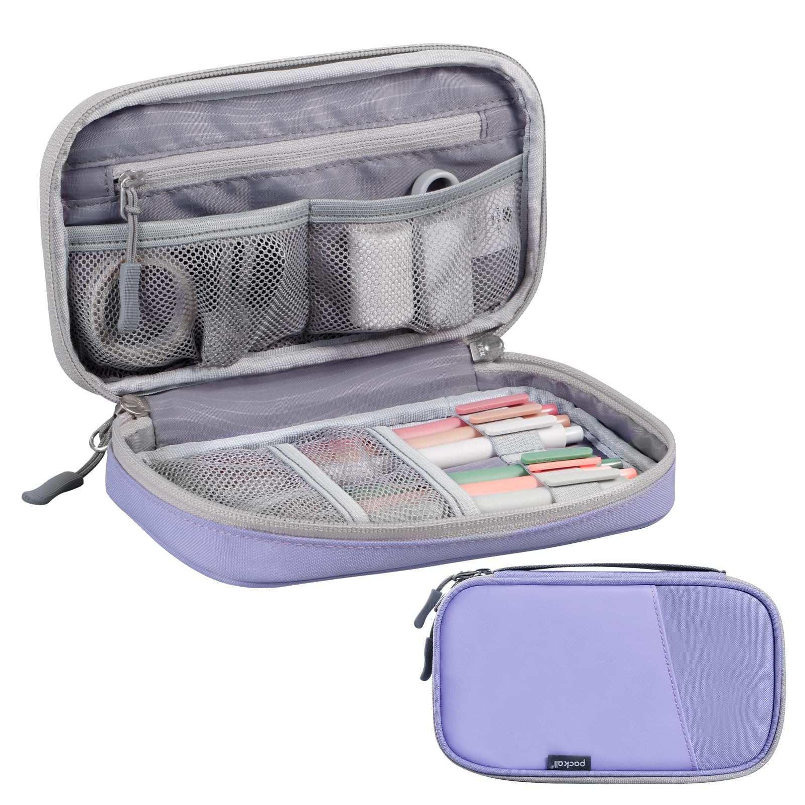 Photo 1 of pack all Pencil Pen Case, Portable Pencil Pouch with Zipper, Compact Stationery Bag Makeup Bag, Pencil Bag for Home Office (Purple)