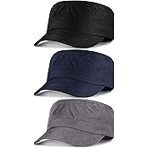 Syhood 3 Pieces Cadet Army Caps Adjustable Flat Caps Unisex Cadet Hat Military Army Hat