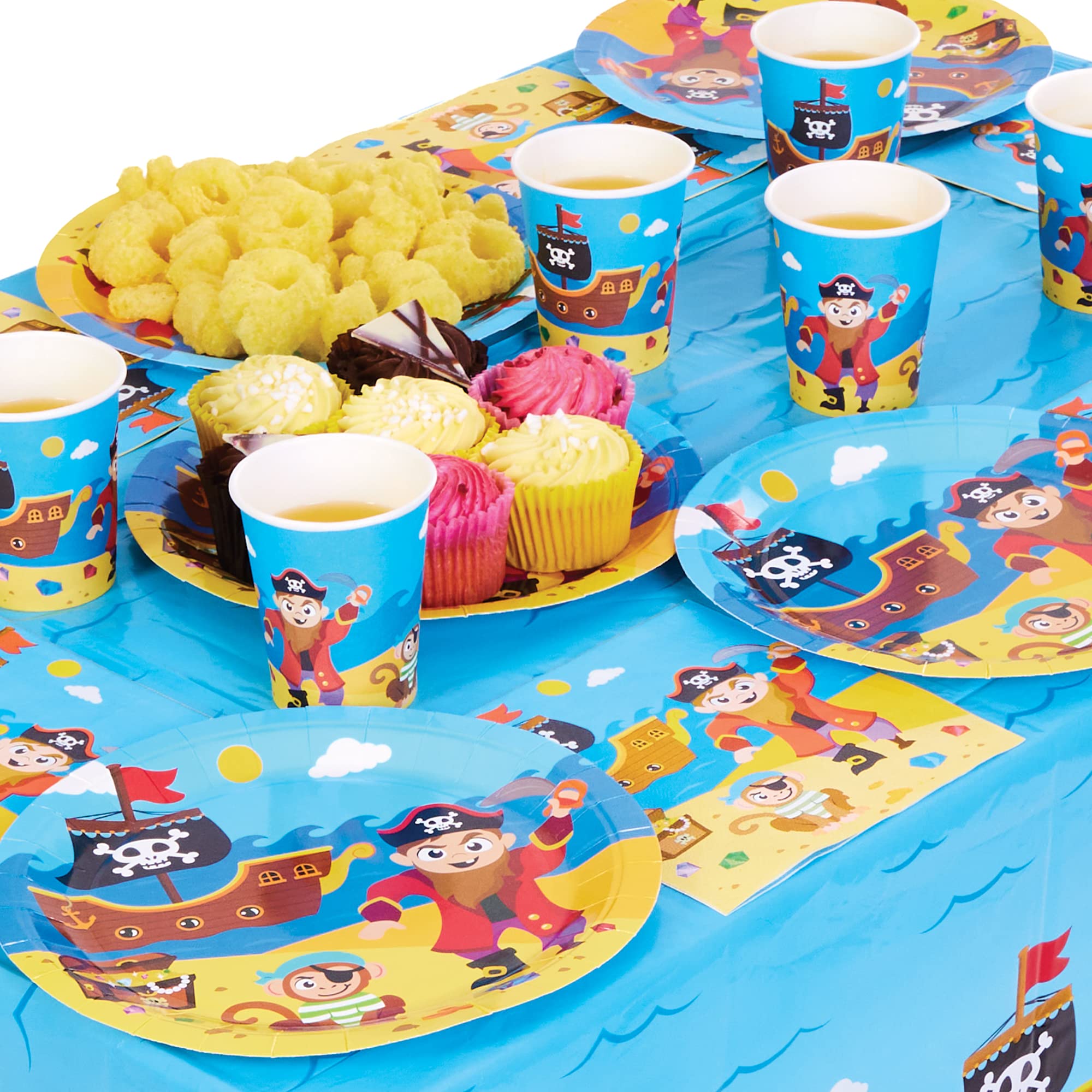 Baker Ross FX640 Pirate Tableware Party Pack - Pack of 25 Pieces, Pirate Partyware Set for Kids Parties