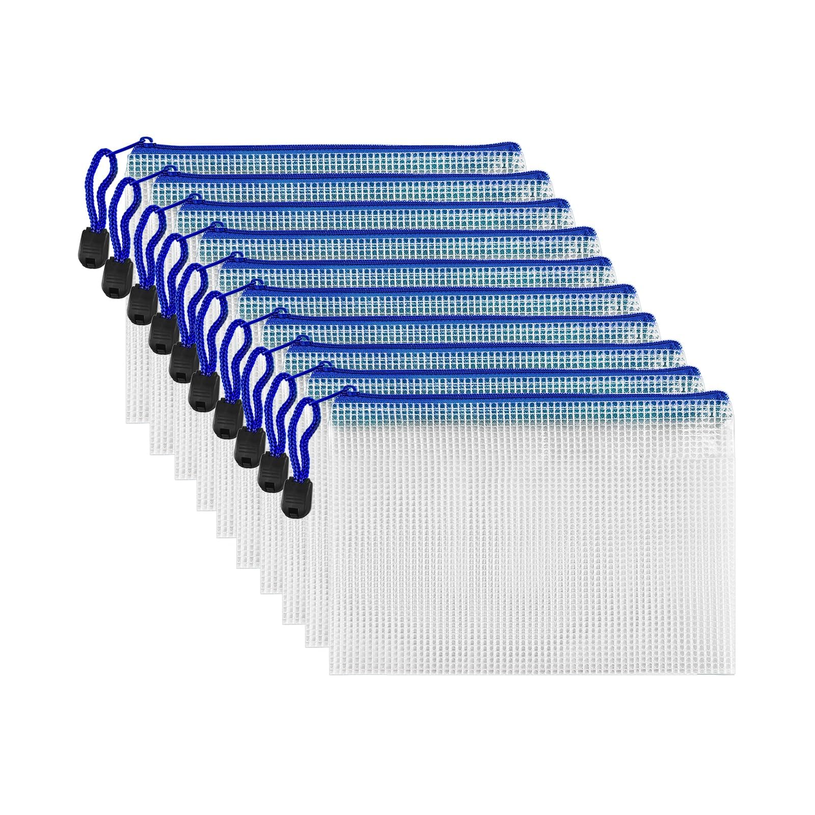 COWORK-UP 10PCS B6 Plastic Wallets with Zip, Zipper File Bags Mesh Wallet Pouch Document Holder for Office Home School Travel