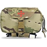 Lonloke Ifak Pouch-Rapid Deployment Tactical MOLLE Trauma Kit Pouches, Quick Release Tear-Off Medical First Aid Kit Organiser with Red Immediate Identify for Emergency Surviva.