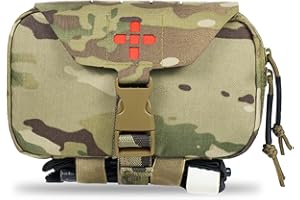 Lonloke Ifak Pouch-Rapid Deployment Tactical MOLLE Trauma Kit Pouches, Quick Release Tear-Off Medical First Aid Kit Organiser with Red Immediate Identify for Emergency Surviva Activities.