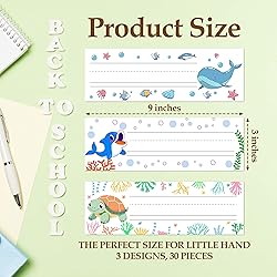 30 Name Tags for Classroom Cubbies, 3x9 in Ocean