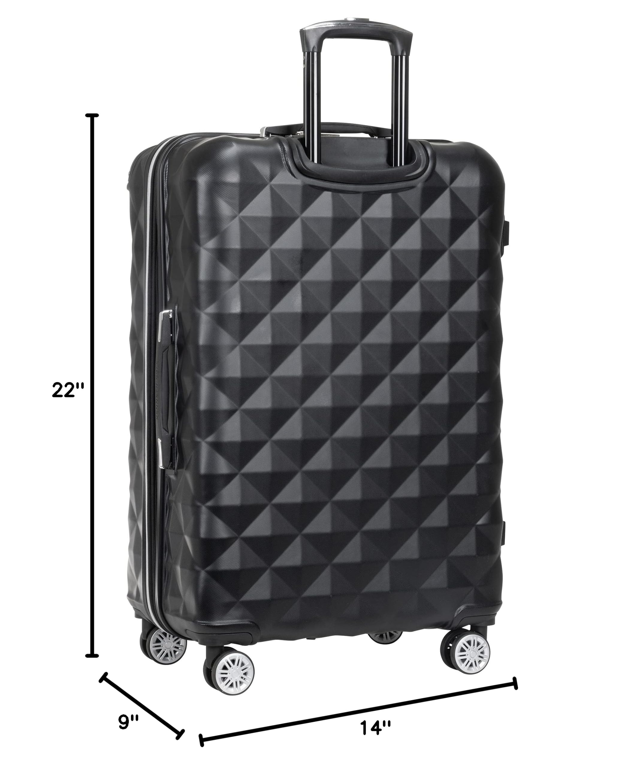 Kenneth Cole REACTION Diamond Tower Collection Lightweight Hardside Expandable 8-Wheel Spinner Travel Luggage, Black, 28-Inch Checked
