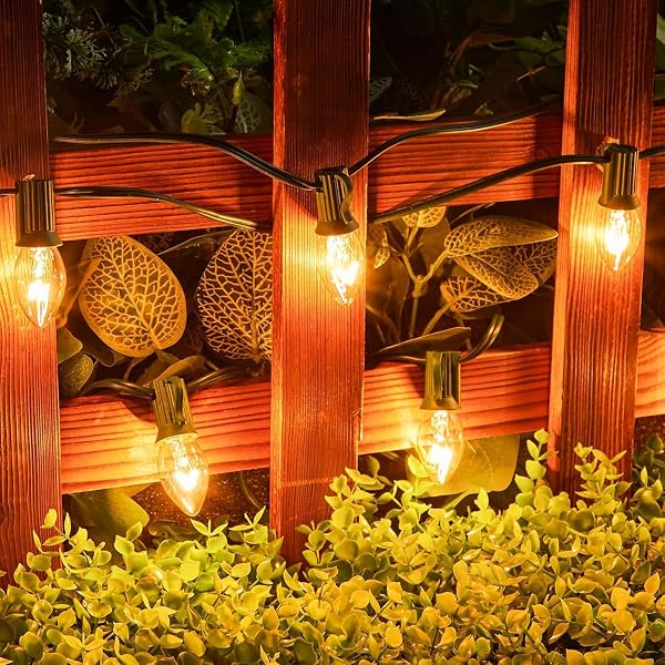 100FT C7 CHRISTMAS STRING LIGHTS OUTDOOR UL LISTED VINTAGE CHRISTMAS LIGHTS HANGING FOR CHRISTMAS TREE GARDEN PATIO BACKYARD CAFE PARTY ROOM XMAS DECORATION, GREEN WIRE, 100 BULBS, NOT CONNECTABLE