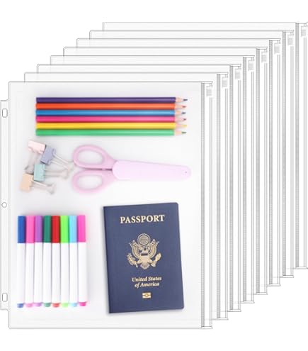 Amazon.com : Angler's ANG52 Zip-All Ring Binder Pocket, 8 1/2 x 11, Clear :  Round Ring Binders : Office Products