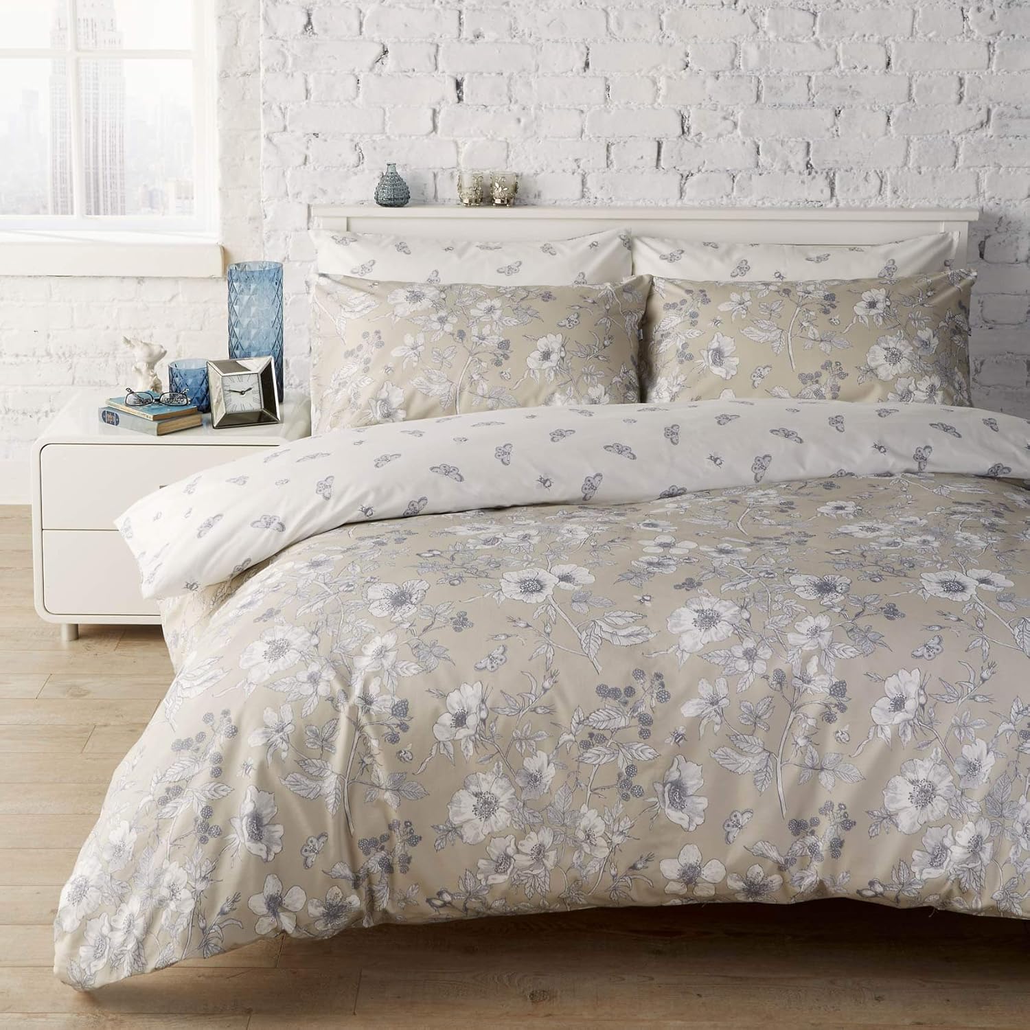 Vantona Classic Honor Floral Bedding Duvet Cover 2 Pillowcase Set