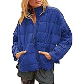 Huaqiao Womens Quilted Puffer Jackets Lightweight Zip up Short Winter Coat with Pockets