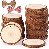 Fuyit Natural Wood Slices 25 Pcs 3.1-3.5 Inches Craft Wood Kit Unfinished Predrilled with Hole Wooden Circles Tree Slices for Arts and Crafts Christmas Ornaments DIY Crafts
