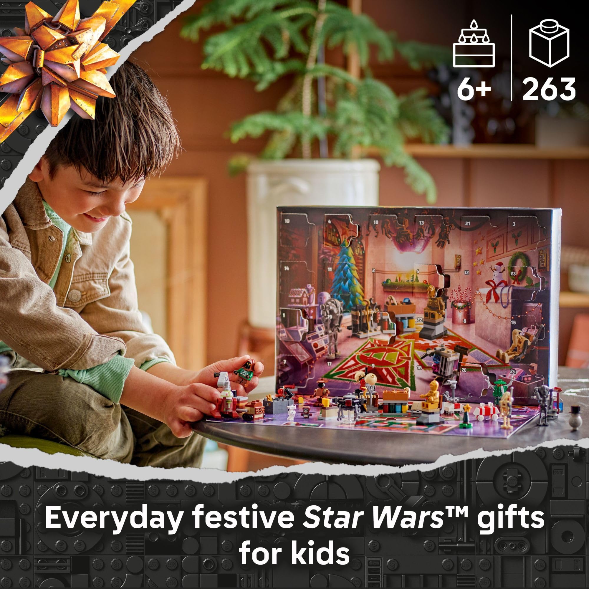 LEGO Star Wars Advent Calendar 2025 Kids Toy - Holiday Countdown Playset with 24 Toys for Boys & Girls, Ages 6+ - Includes C-3PO & BB-8 Minifigures - Star Wars Gift Idea for Christmas - 75418