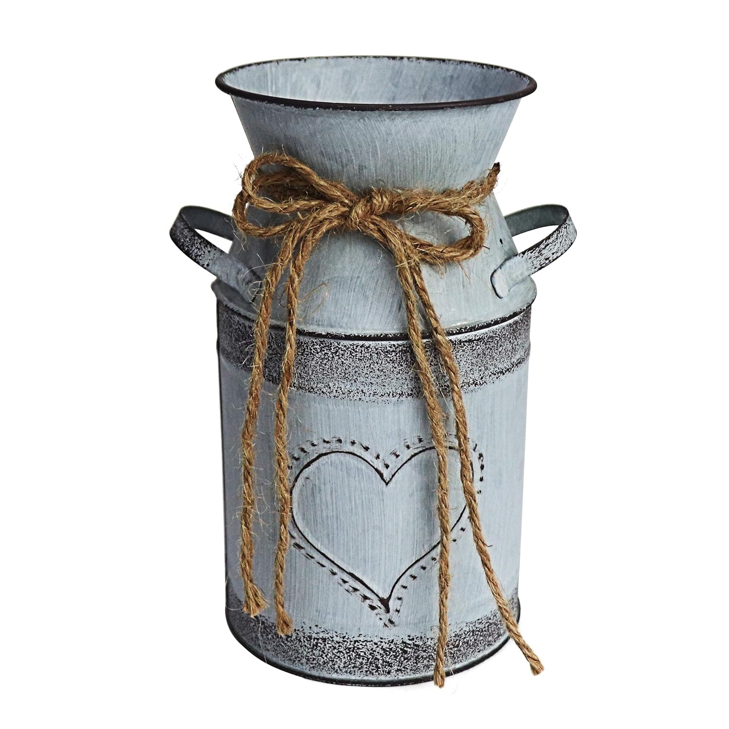 MISIXILE Rustic Metal Flower Vase, Shabby Chic Vintage Farmhouse Jug Vase, Galvanized Milk Can Holder for Home Decor