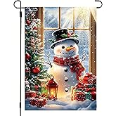 Merry Christmas Garden Flags for Outside 12x18 Inch Double Sided, Small Burlap Holiday Farmhouse Rustic Snowman Garden Flag Christmas Xmas Decorations Outdoor Flags for Yard and Garden Decor