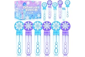 WOBENY 24 Pack Snowflake Bubble Wands for Kids - Large Cartoon Winter Bubbles Bulk with Refill Solution Toys for Christmas Stocking Goodie Bag Stuffers, Carnival, Boys Girls Birthday Gifts Party Favors