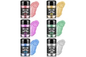 ERHIVORA Edible Glitter for Cocktails Cakes Drinks, Green Edible Glitter, Gold Edible Glitter, Silver Edible Glitter, Blue Edible Glitter, Red Edible Glitter, Purple Edible Glitter 6 Colors