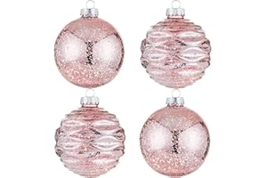 JORYSICS Large Christmas Ball Ornaments 4-inch, Rose Gold Oversized Shatterproof Plastic Decorative Hanging Mercury Ornaments Ball for Xmas Holiday Party Decorations Set of 4 (4.0" (4pcs), Rose Gold)