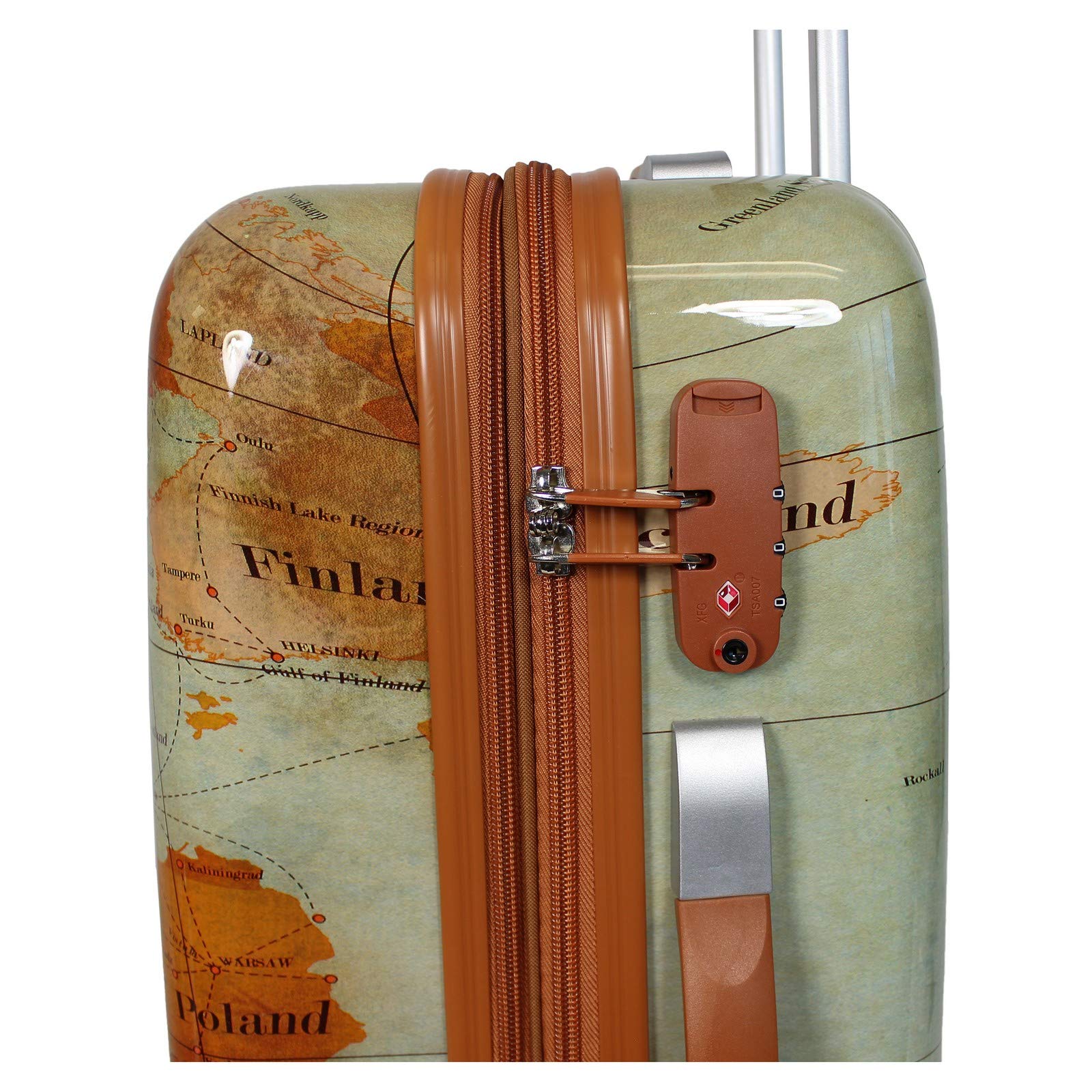 World Traveler Europe (Set of 4-Piece) Spinner Luggage Set with TSA Lock, Brown,Zippered Divider
