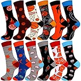 Xaatren 12 Pairs of Soccer Baseball Hockey Basketball Softball Socks Novelty Sports Socks Gifts (Medium,Basketball)