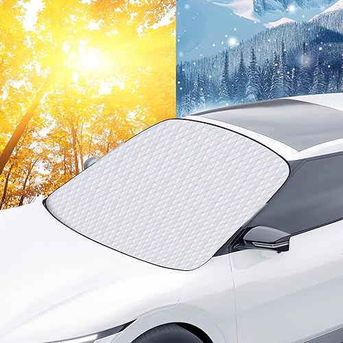 Car Windscreen Covers Frost for Winter Heavy Duty Car Windscreen Cover Windshield Magnetic Snow Cover Protective Windscreen Cover Snow Ice Frost Sun UV Dust Water Easy Fit for Cars