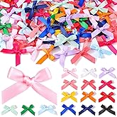 150PCS Tinkrstuff Colorful Mini Bows for Crafts, 1.5*2" Fabric Small Bows for Decoration,Satin Ribbon Tiny Bow for Clothes Ornament, Christmas Tree Bows &Thanksgiving Gifts Party Cake Balloon Treats