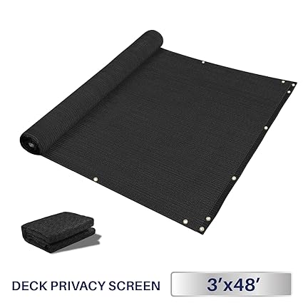 3 x 48, Solid Black: Windscreen4less Deck Privacy Screen for Backyard, Patio, Balcony, Pool, Porch, Railiing, Gardening, Fence Shield Rails Protection Bl