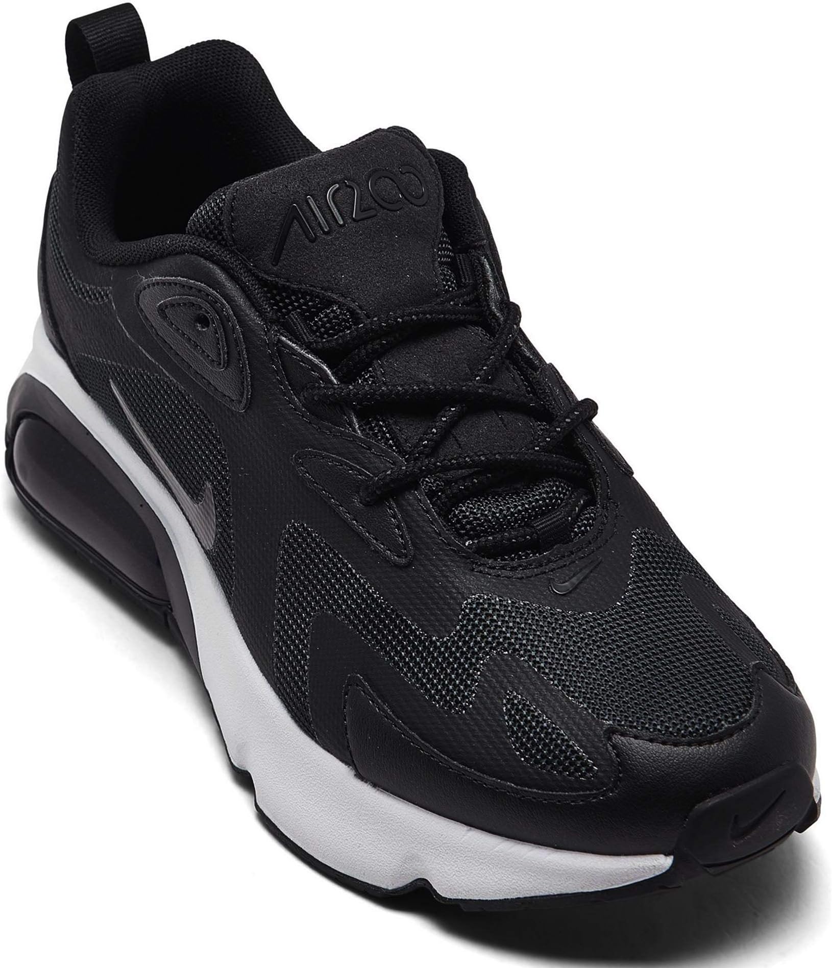 Women's Air Max 200 Running Sneakers (Black/Black-White, Numeric_8)