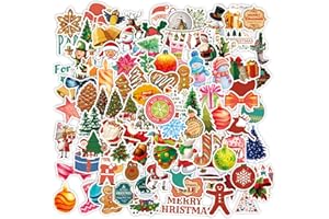 DERFILIN 100PCS Christmas Theme Stickers, Non-Repeating Vinyl Waterproof Holiday Stickers, Holiday Gifts for Kids and Teens, Xmas Party Favorite, Stocking Stuffers for Kids Toddlers Teens Boys Girls