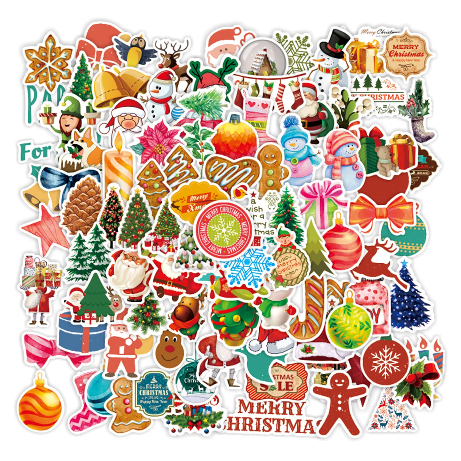 Photo 1 of 100PCS Christmas Theme Stickers, Non-Repeating Vinyl Waterproof Holiday Stickers, Holiday Gifts for Kids and Teens, Xmas Party Favorite, Stocking Stuffers for Kids Toddlers Teens Boys Girls