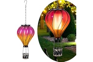 VZVXCC Hot Air Balloon Solar Lantern Outdoor,Flickering Flame Solar Hanging Lantern Outdoor Waterproof Garden Decorative Lights for Garden Patio Pathway Yard Porch Decor