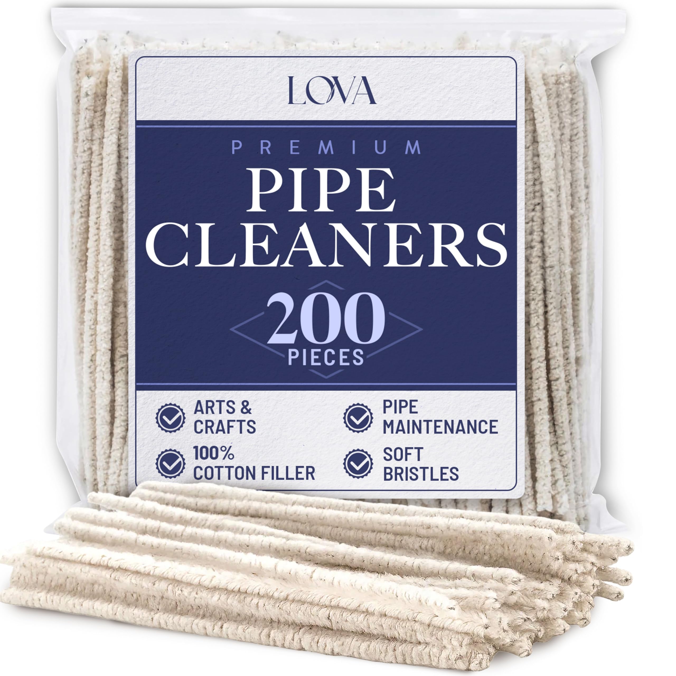 Photo 1 of (200) Lova  Cleaners Bulk (Soft Bristle) Easily Cleans, Glass Pipe Cleaner for Cleaning, Glass Pipes, Pipecleaners, Chenille Stems, (6 Inchs), 100% Cotton, (Purple Label)