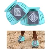 Harrison Howard Rubber Pull-on Bell Boots, Hoof Overreach Protection | 2/pack &amp; 4/pack Options, Extra Thick Rubber for Durability, Upgraded Leather Touch Tape, Hoof Impact Guard, Horse Bell Boots