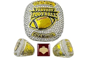 HuangouSA 2024 Fantasy Football Championship Ring with Wooden Box League Champion Trophy Rings Premium Award for Winner