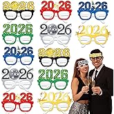 DPKOW 18pcs 2026 Glasses New Years Eve Party Supplies 2026 NYE Party Favors, New Years Glasses NYE Decorations 2026 Paper Eyeglasses Eyewear Photo Booth Props HAPPY NEW YEAR Accessories Kit