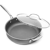 Granitestone Nonstick 14” Frying Pan with Lid Ultra Durable Mineral and Diamond Triple Coated Surface, Family Sized Open…