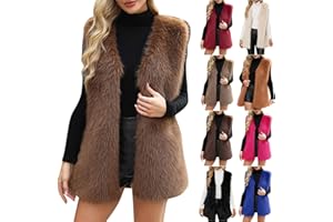 Womens Faux Fur Vest 2025 Winter Warm Coat Fluffy Shaggy Sleeveless Jacket Fashion Casual Fuzzy Outerwear