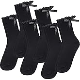 Syhood 6 Pairs Women Breathable Cotton Socks with Bow Ruffle Crew Soft Ankle Thin Cute Frilly Socks