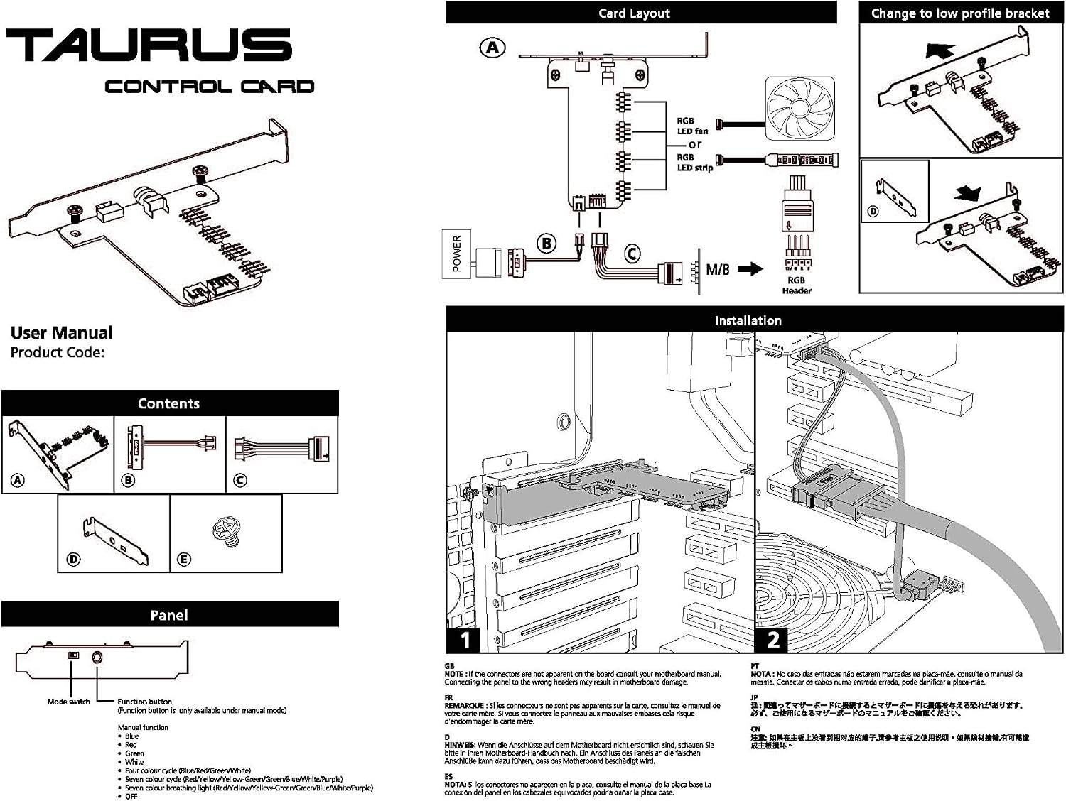 EZDIY FAB Taurus RGB LED 4 Port Hub PCIE Slot Steuerkarte FA R ASUS 