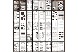 EAGEUS 36 Pieces Journal Stencils for Bullet Dot Journaling Notebook Scrapbook, 4 x 7 Inch Planner Stencil DIY Drawing Templates Accessories Supplies Kit for Planners Cards Decorations (Journal)