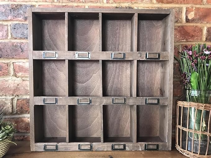 Vintage Shabby Chic Cupboard 12 Pigeon Hole Wall Storage Shelf