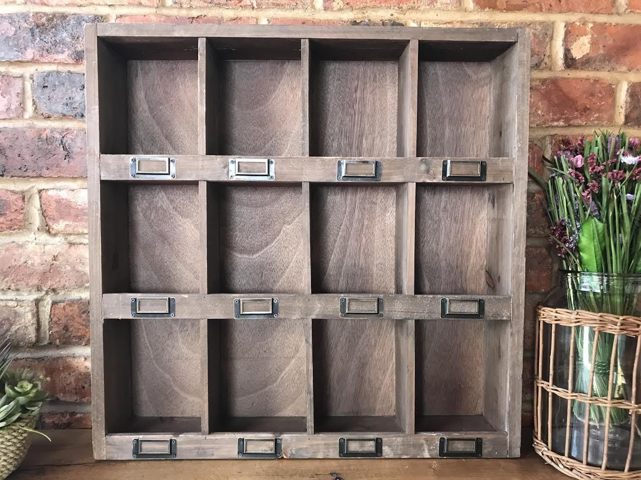 Vintage Shabby Chic Cupboard Cabinet 12 Pigeon Hole Wall Storage