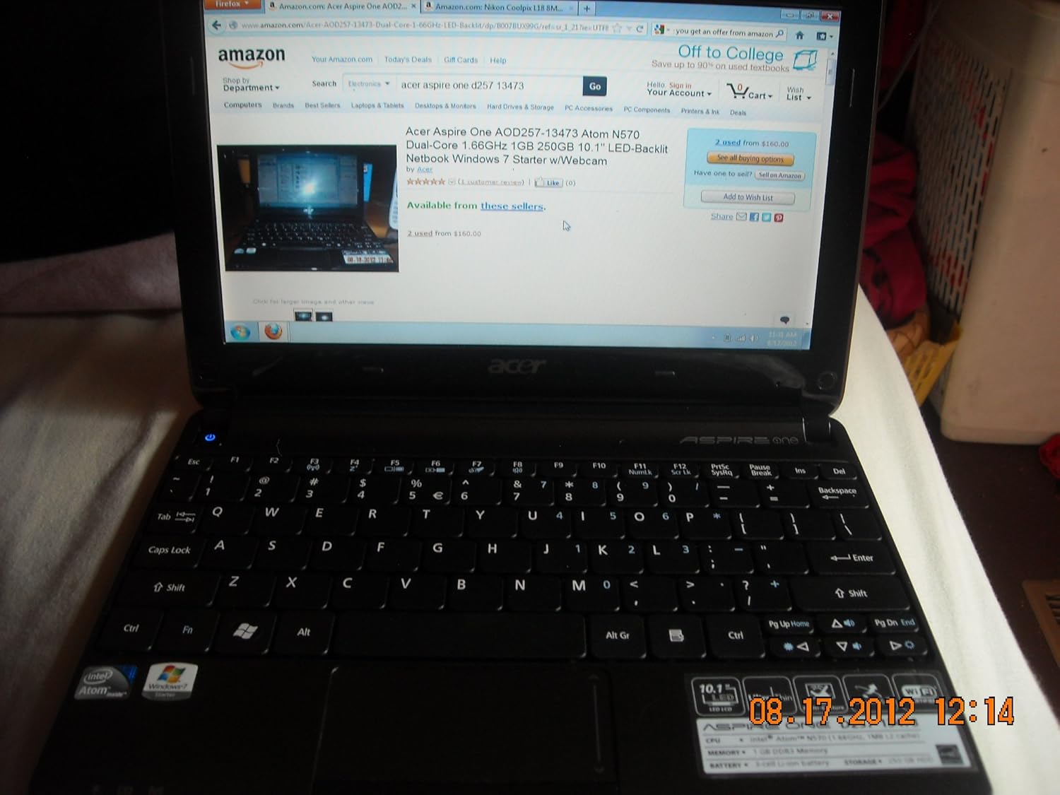 Amazon Com Acer Aspire One Aod257 Atom N570 Dual Core 1 66ghz 1gb 250gb 10 1 Led Backlit Netbook Windows 7 Starter W Webcam Computers Accessories