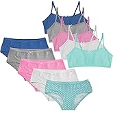 Popular Matching Girls Underwear Set - Crop Cami Training Bras for Girls with Hipster Girls Panties 10 pieces